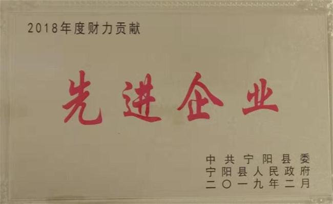 公司荣获财力贡献先进企业